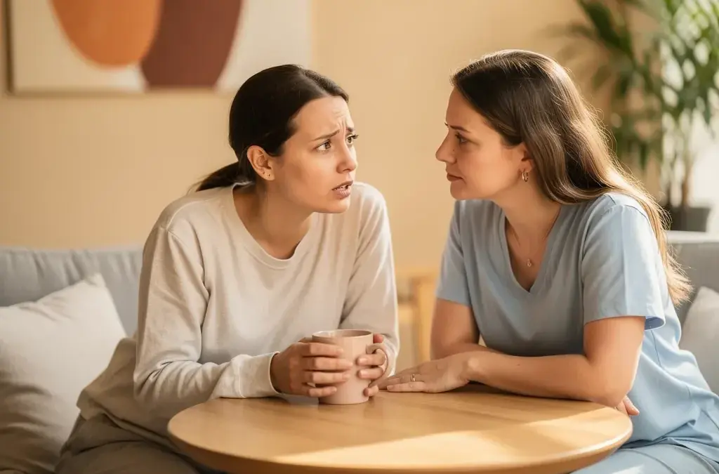 Frauen teilen Geburt Erfahrungen für emotionale Unterstützung und Gemeinschaft