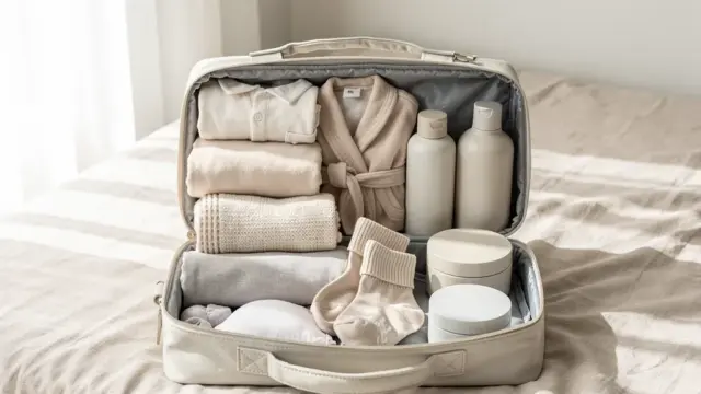 Kreißsaaltasche mit wichtigen Dingen für die Geburt und entspannte Vorbereitung