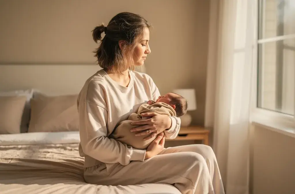Frauen im Wochenbett erleben emotionale Herausforderungen und Babyblues