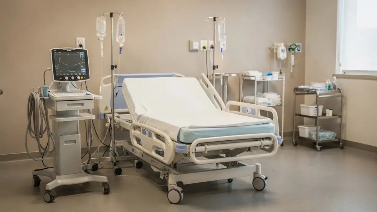 Kreißsaal mit Monitoring und Klinikbett zum Thema Geburtsstillstand erkennen