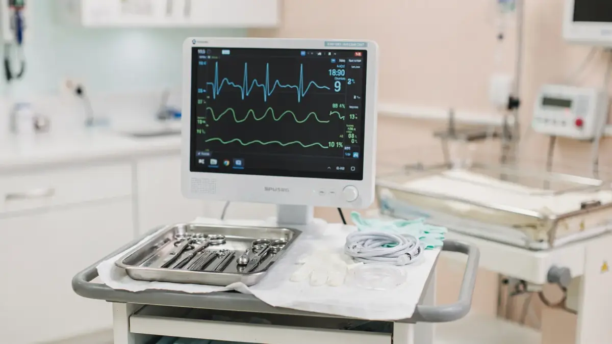 Neonatalmonitor mit kindlichen Herztönen in der Geburtshilfe