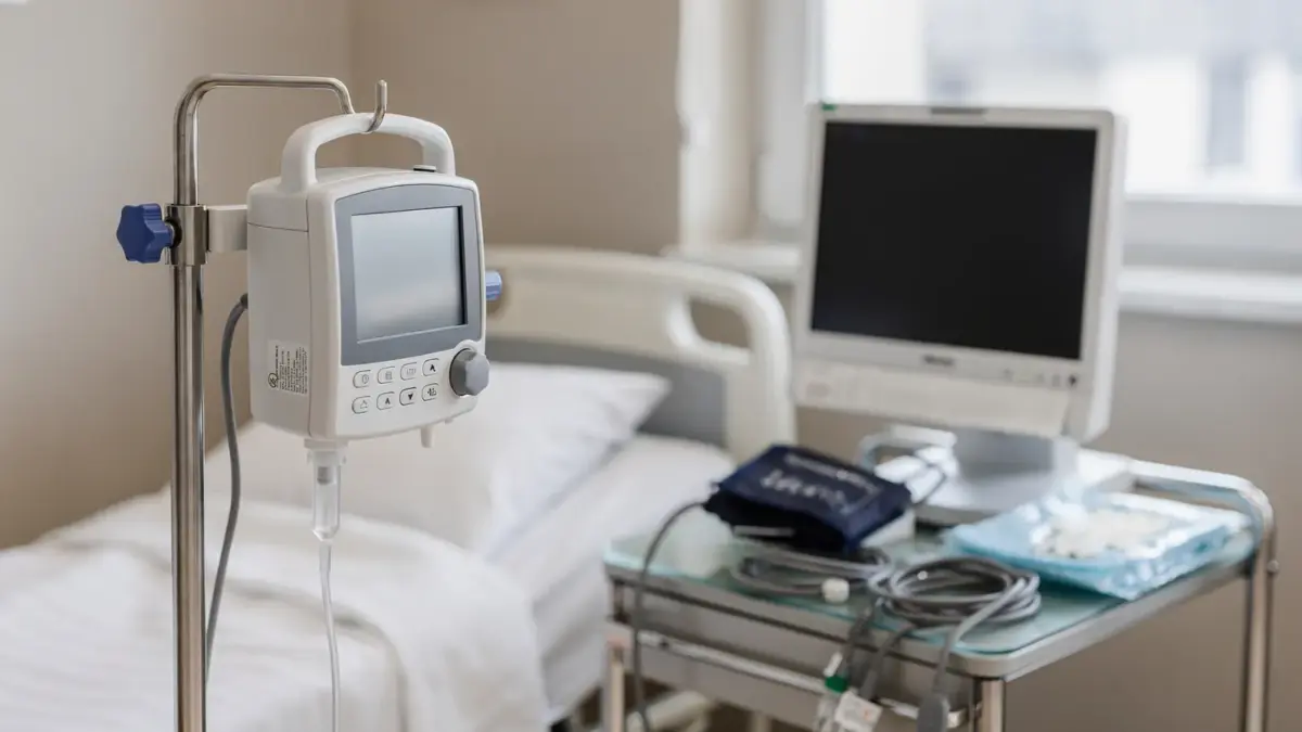 IV-Pumpe und Wehenschreiber zur Wehenförderung mit Oxytocin bei der Geburt im Kreißsaal