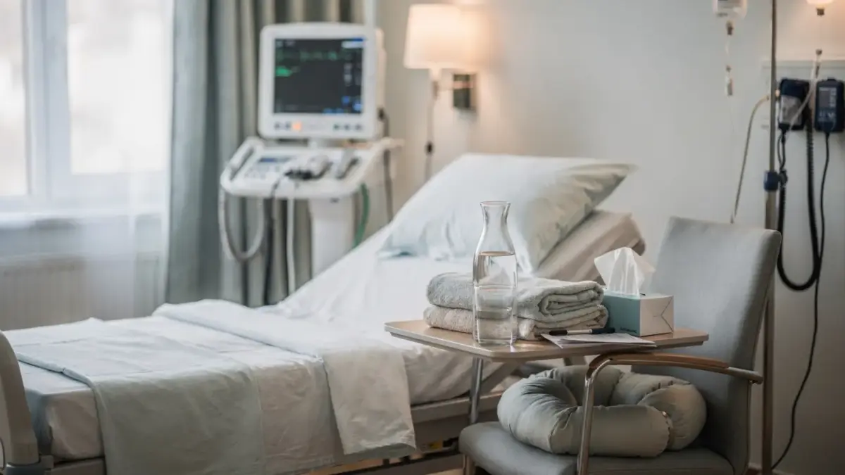 Begleitperson bei der Geburt unterstützt eine Schwangere im Krankenhaus